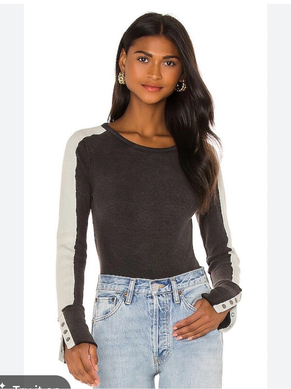 NWT Free People We The Free Tasha Thermal Small Black Beauty Combo Minimal Boho
